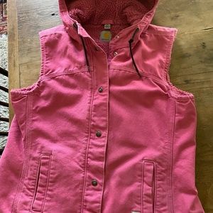 Carhartt Womens Pink Hooded Berkeley Sherpa Hooded Vest Medium